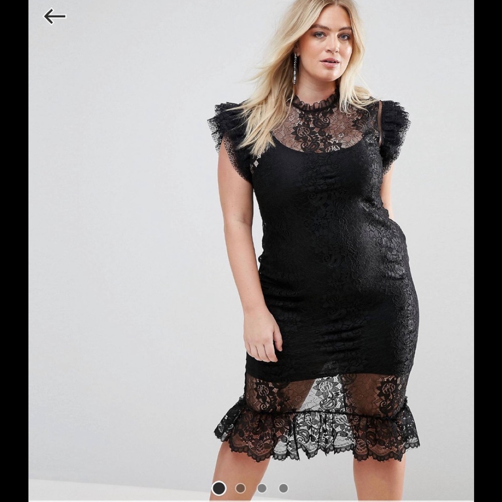 EUC- ASOS -Club London Black Lace Dress